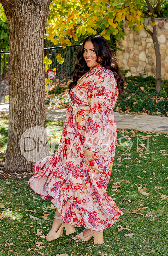breastfeeding wrap dress Melanee Red Floral Wrap Dress- DM Exclusive - Nursing Friendly