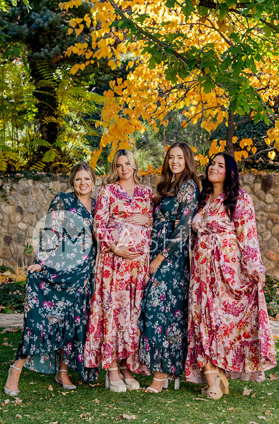 Melanee Red Floral Wrap Dress- DM Exclusive - Nursing Friendly
