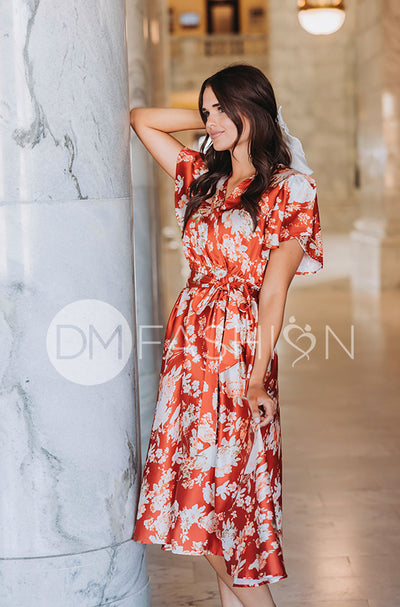 Magnolia Rust Floral Dress - DM Exclusive - Nursing Friendly