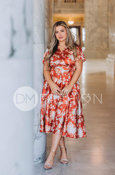 Magnolia Rust Floral Dress - DM Exclusive - Nursing Friendly