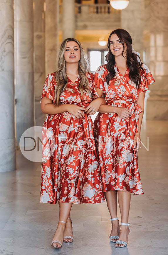 Magnolia Rust Floral Dress - DM Exclusive - Nursing Friendly - FINAL SALE L Magnolia Rust Floral Dress - DM Exclusive - Nursing Friendly - FINAL SALE L