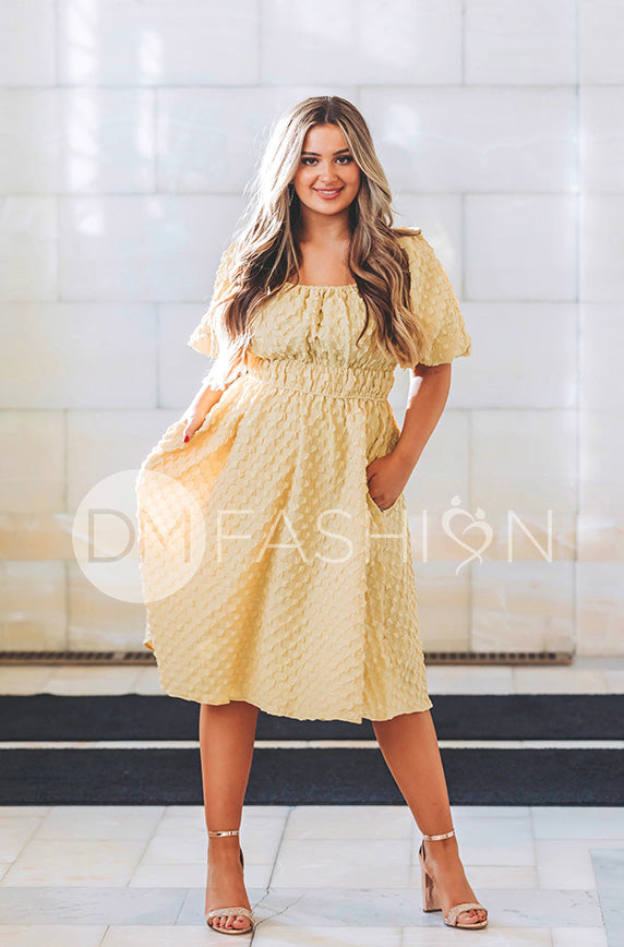 Brynn Cornsilk Texture Dress - DM Exclusive - Maternity Friendly