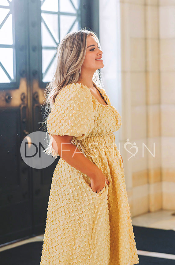Brynn Cornsilk Texture Dress - DM Exclusive - Maternity Friendly