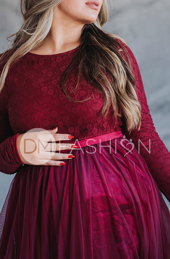 Dream Of Me Burgundy Lace Top - DM Exclusive