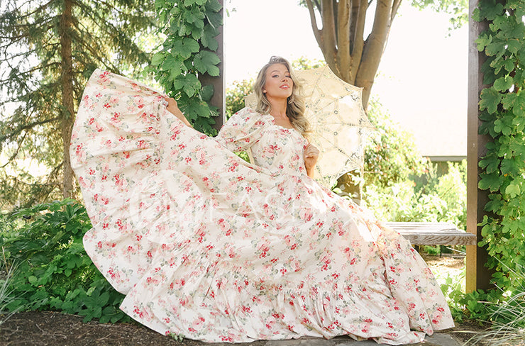 Brynnleigh Ivory Cottage Floral Gown- DM Exclusive