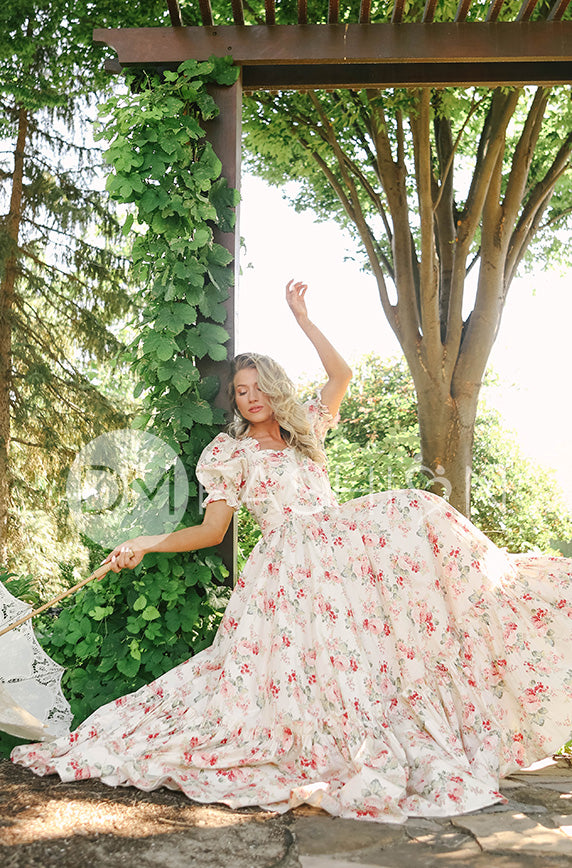 Brynnleigh Ivory Cottage Floral Gown- DM Exclusive