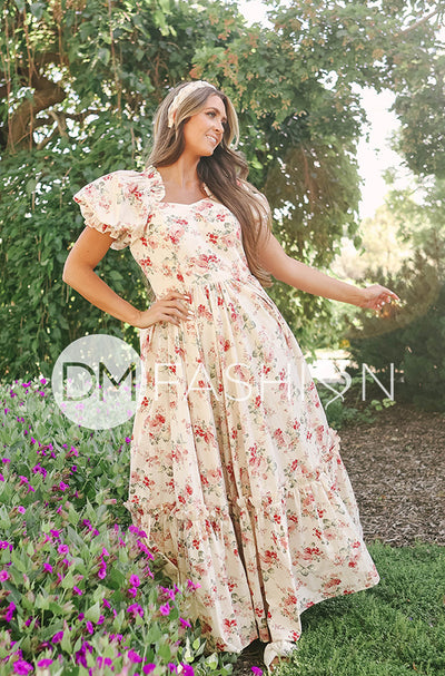 Brynnleigh Ivory Cottage Floral Gown- DM Exclusive - Maternity Friendly