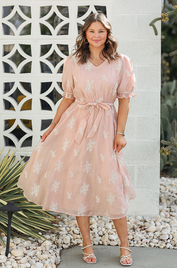 Tabitha Blush Floral Embroidery Dress - FINAL FEW