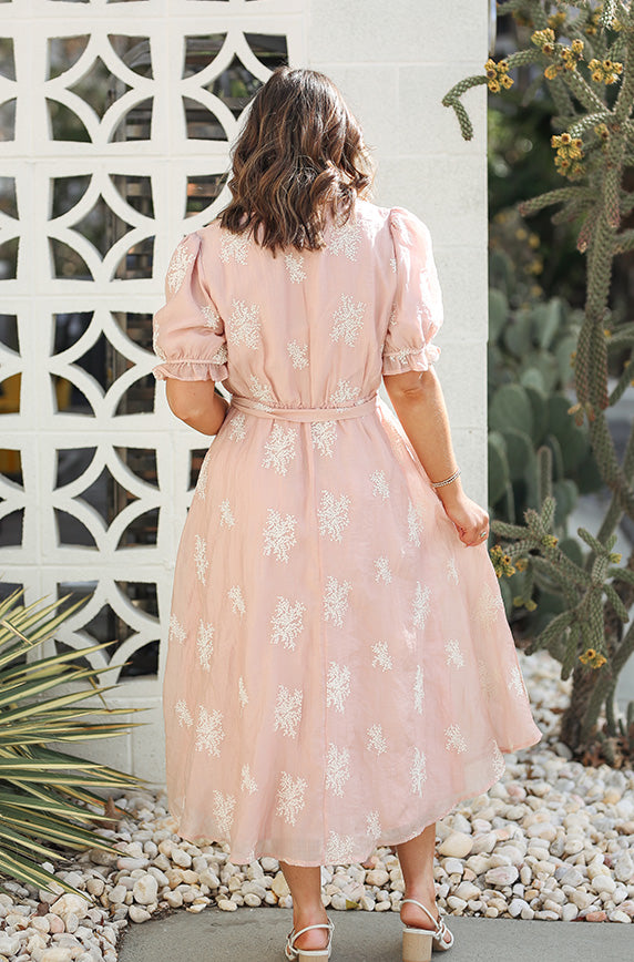 Tabitha Blush Floral Embroidery Dress - FINAL FEW