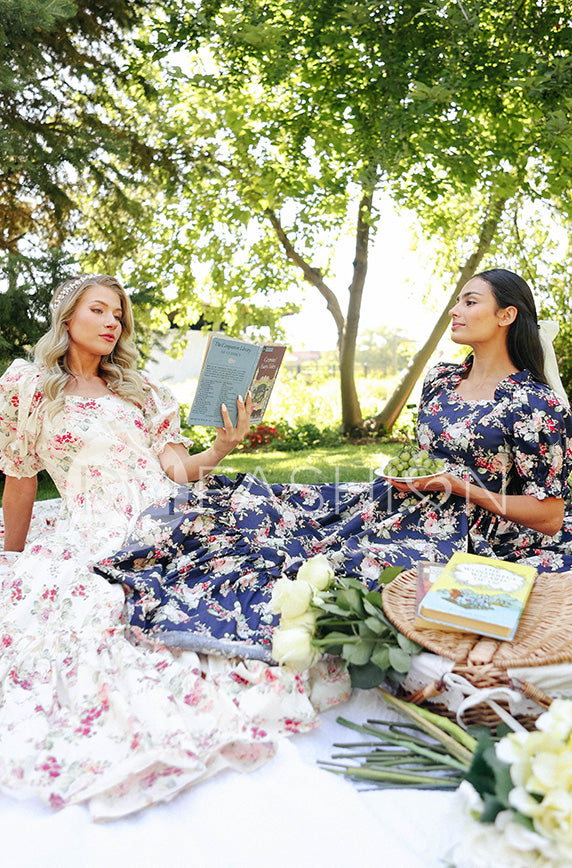 Brynnleigh Navy Cottage Floral Gown- DM Exclusive - Maternity Friendly
