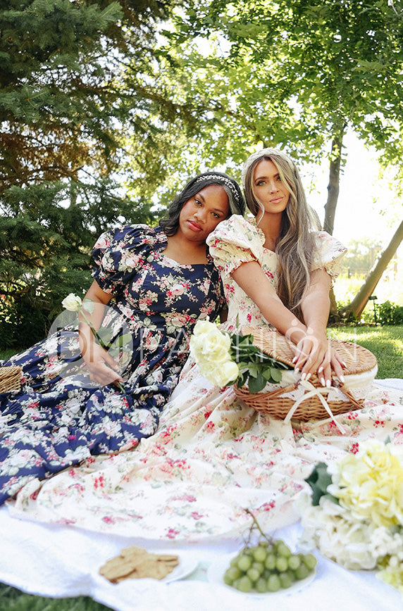 Brynnleigh Navy Cottage Floral Gown- DM Exclusive - Maternity Friendly