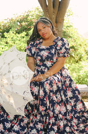 Brynnleigh Navy Cottage Floral Gown- DM Exclusive
