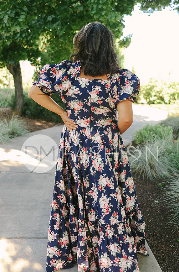Brynnleigh Navy Cottage Floral Gown- DM Exclusive - Maternity Friendly