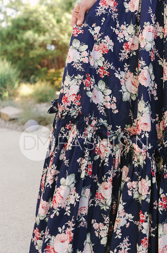 Brynnleigh Navy Cottage Floral Gown- DM Exclusive - Maternity Friendly
