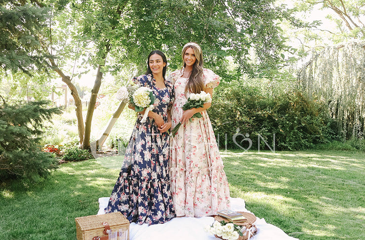 Brynnleigh Navy Cottage Floral Gown- DM Exclusive - Maternity Friendly