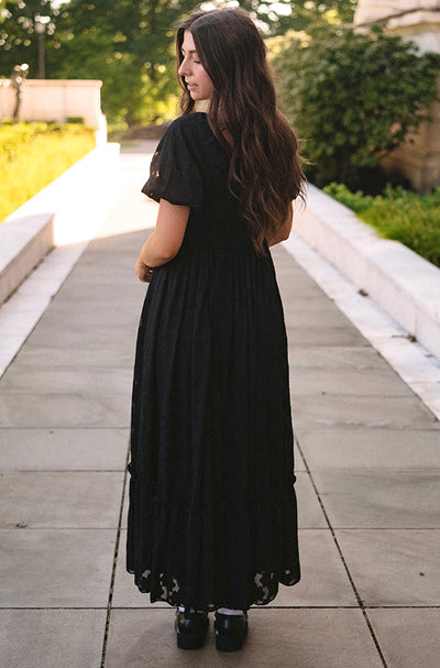 Clover Black Floral Maxi Dress