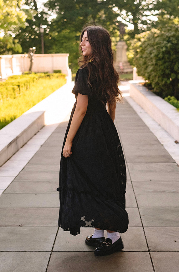 Clover Black Floral Maxi Dress