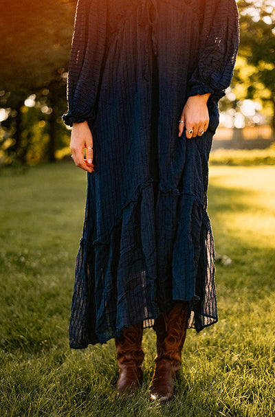 Sylvia Indigo Velvet Dress