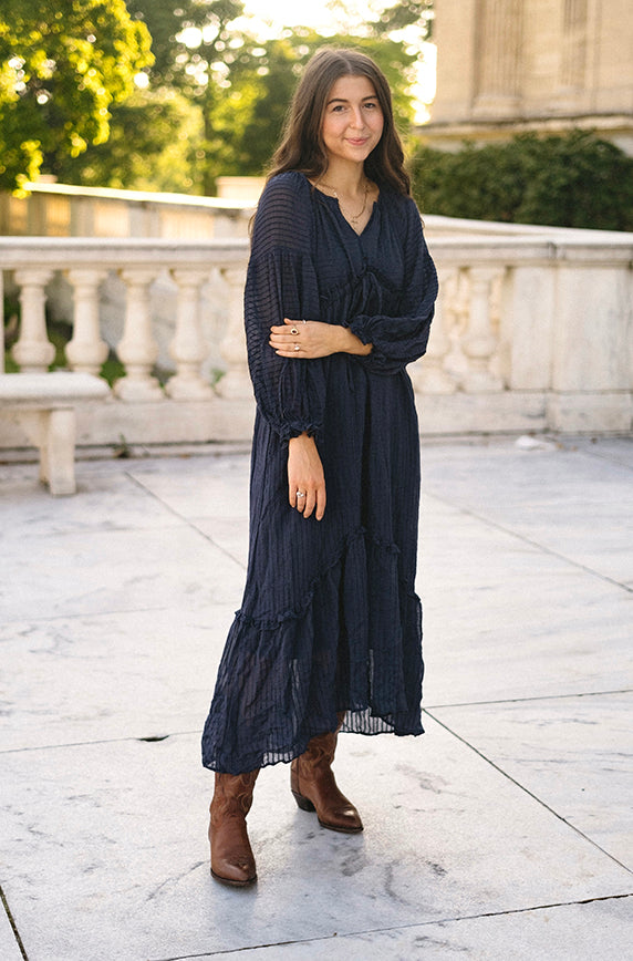 Sylvia Indigo Velvet Dress