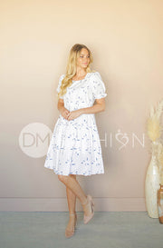 Ellis White Floral Midi Dress - Restocked - DM Exclusive