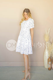 Ellis White Floral Midi Dress - Restocked - DM Exclusive