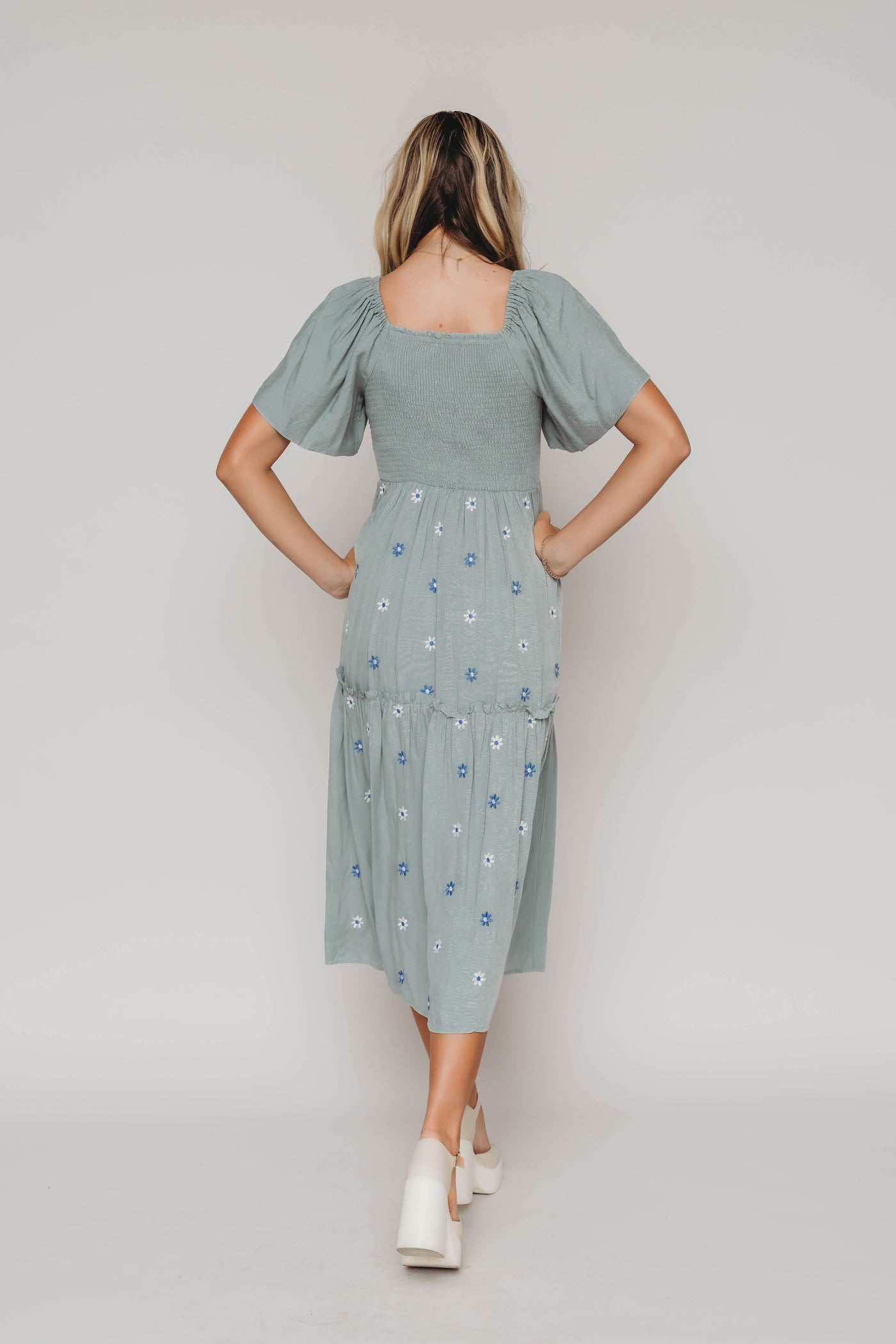 Betsy Sage Flower Embroidered Dress