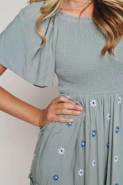 Betsy Sage Flower Embroidered Dress