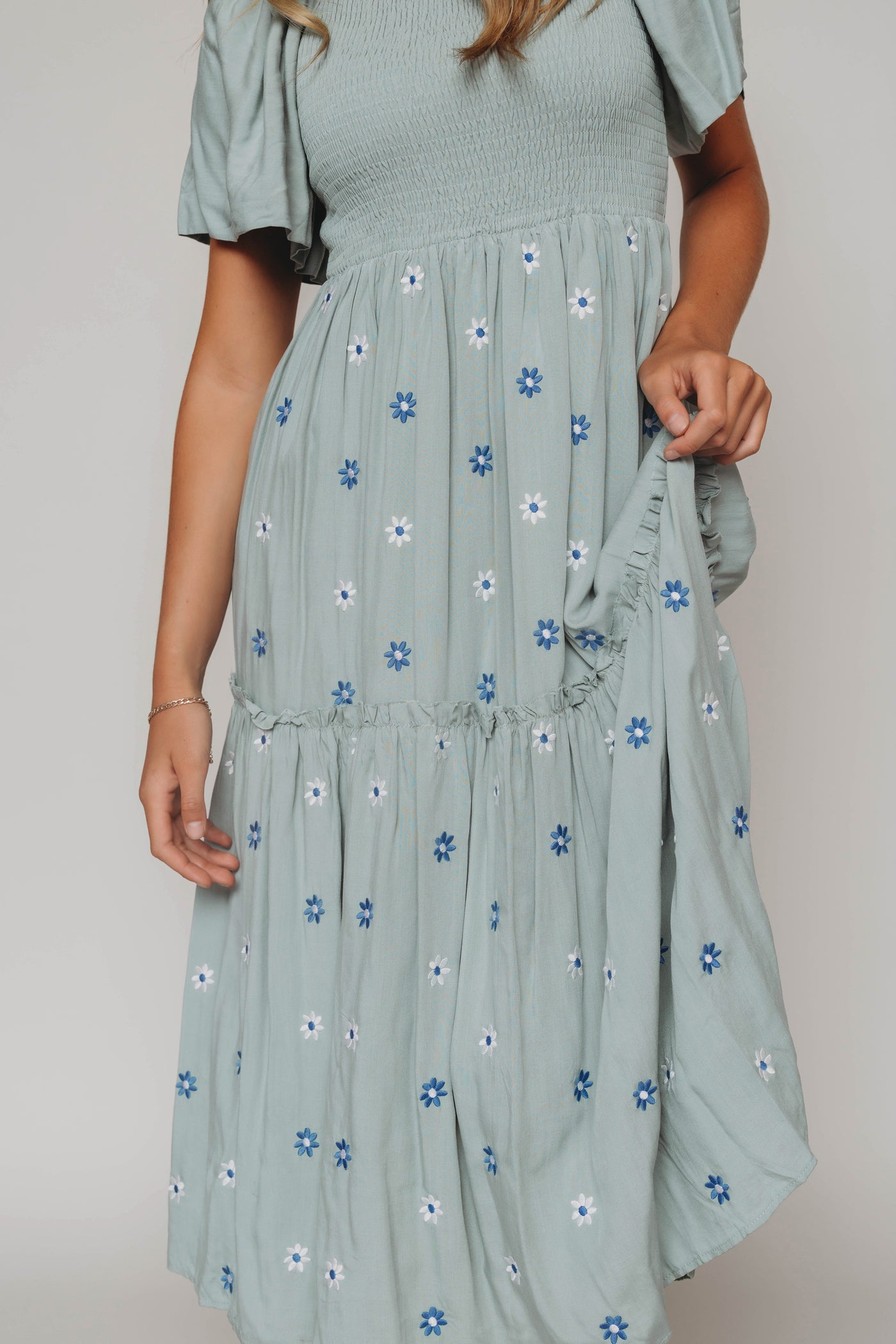 Betsy Sage Flower Embroidered Dress