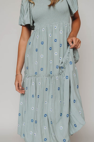 Betsy Sage Flower Embroidered Dress