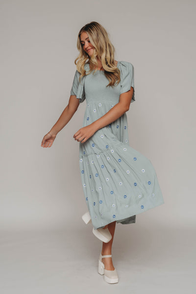 Betsy Sage Flower Embroidered Dress