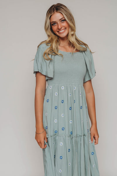 Betsy Sage Flower Embroidered Dress