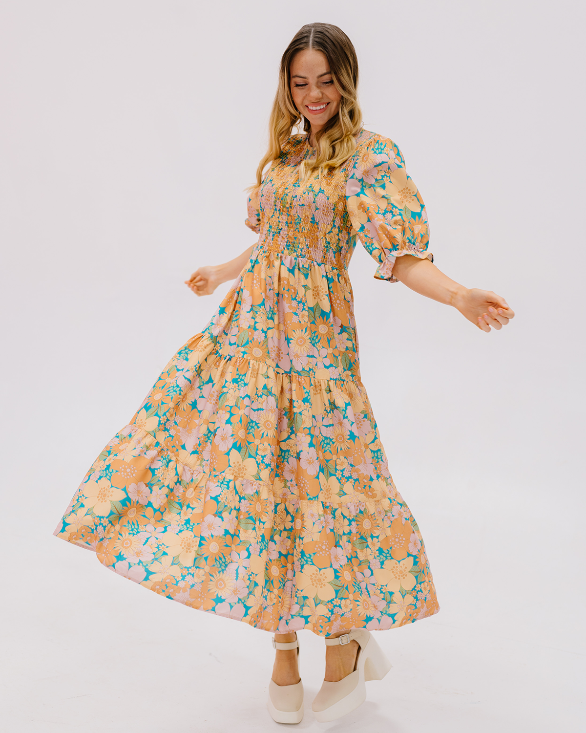 Calliope Retro Floral Dress - DM Exclusive - Maternity Friendly - FINA ...