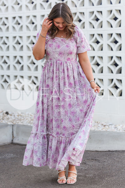 Annalise Berry Embroidered Floral Dress - DM Exclusive - Maternity Friendly - Restocked