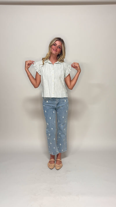 Sunny Day Green Stripe Top