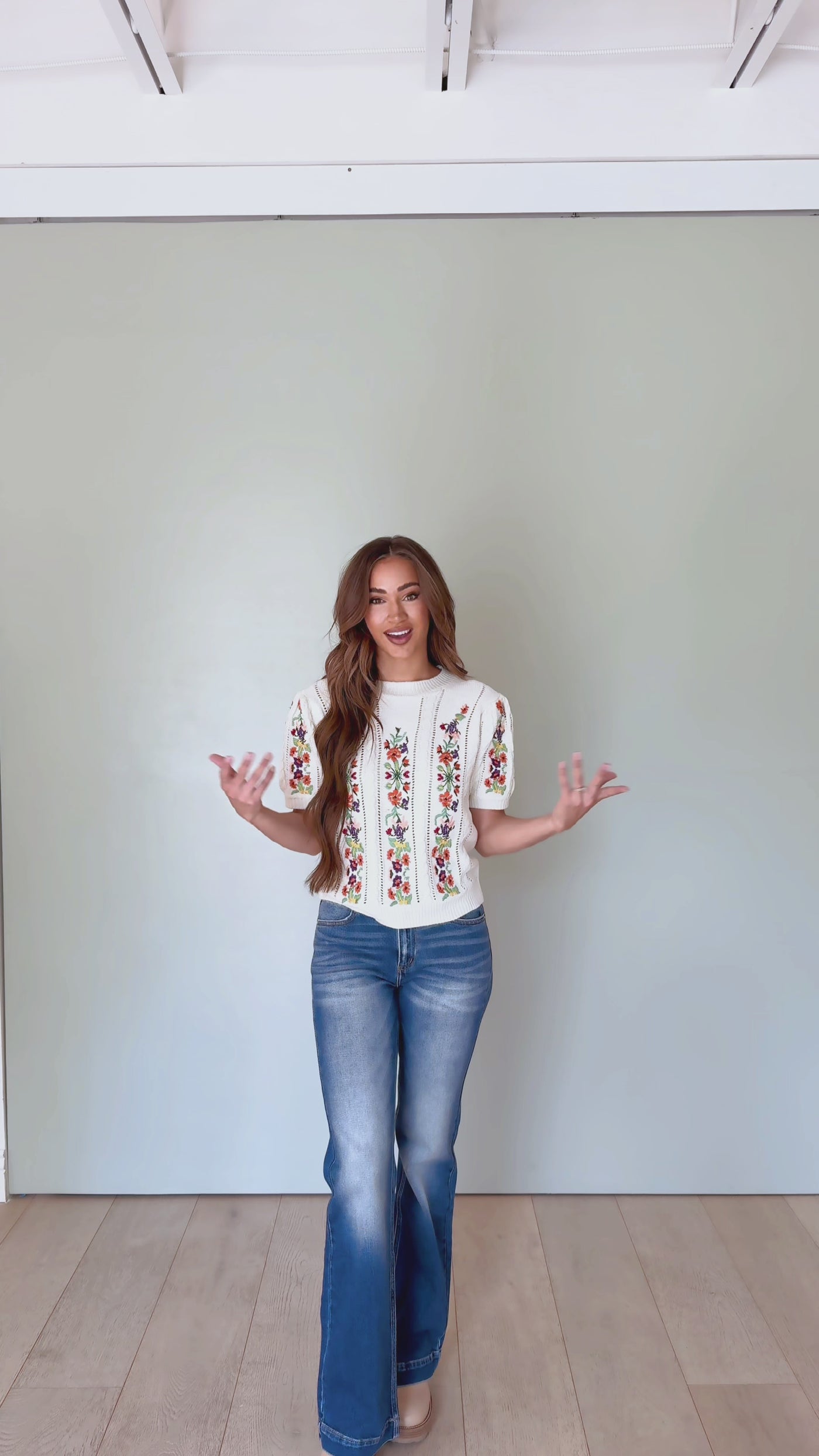 Virginia Flower Embroidered Top - Restocked