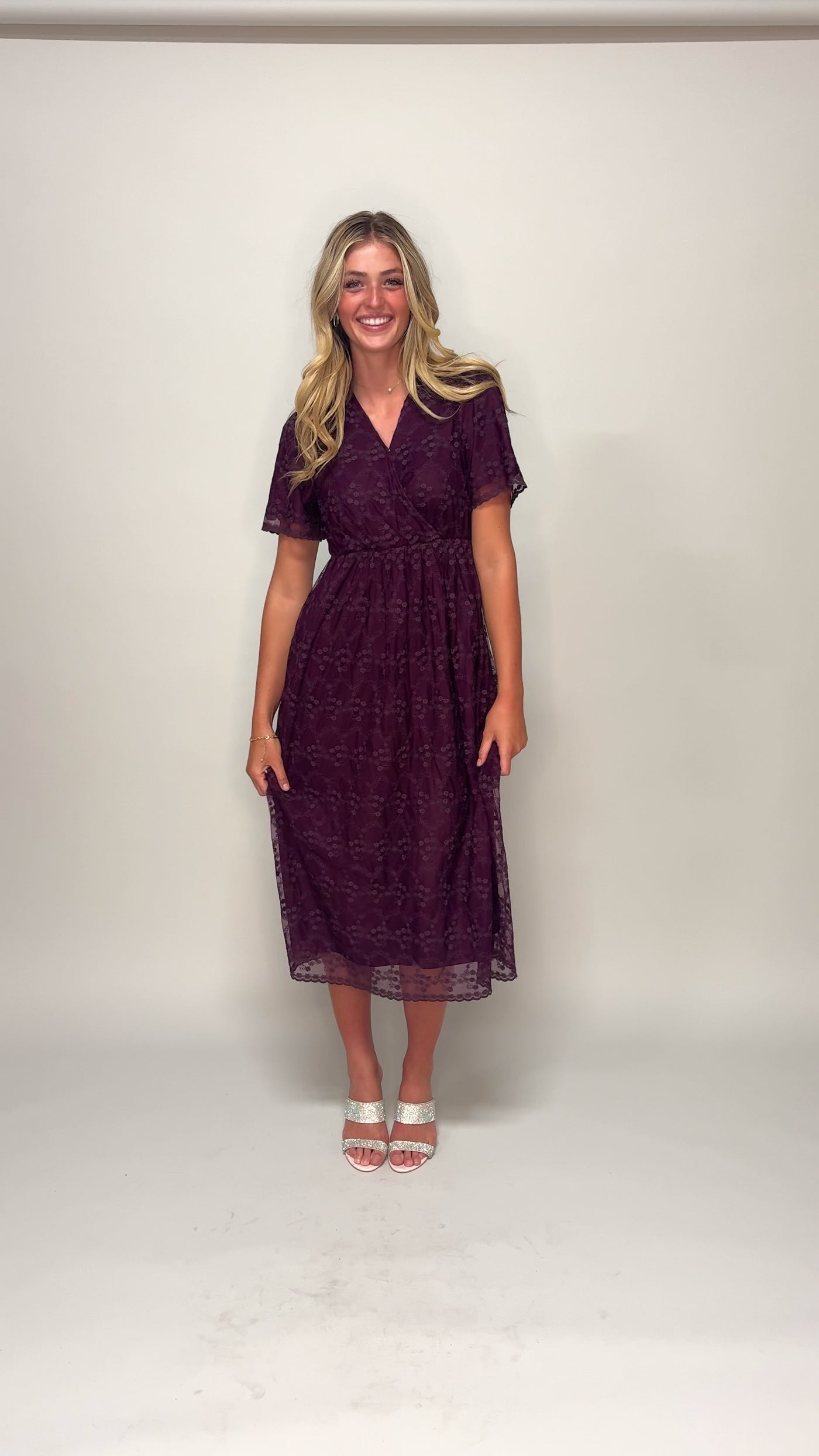 Ella Embroidered Plum Dress