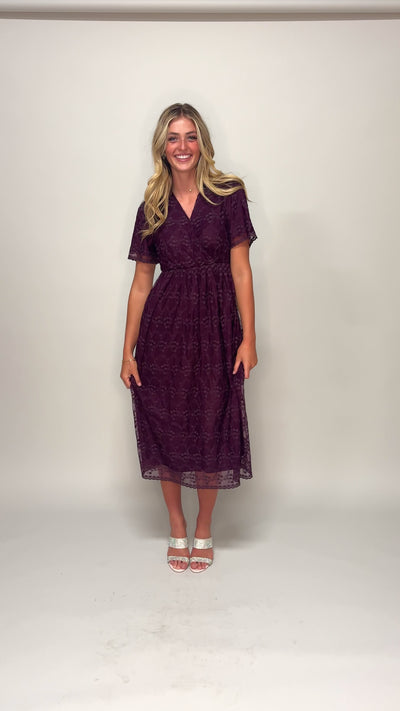 Ella Embroidered Plum Dress