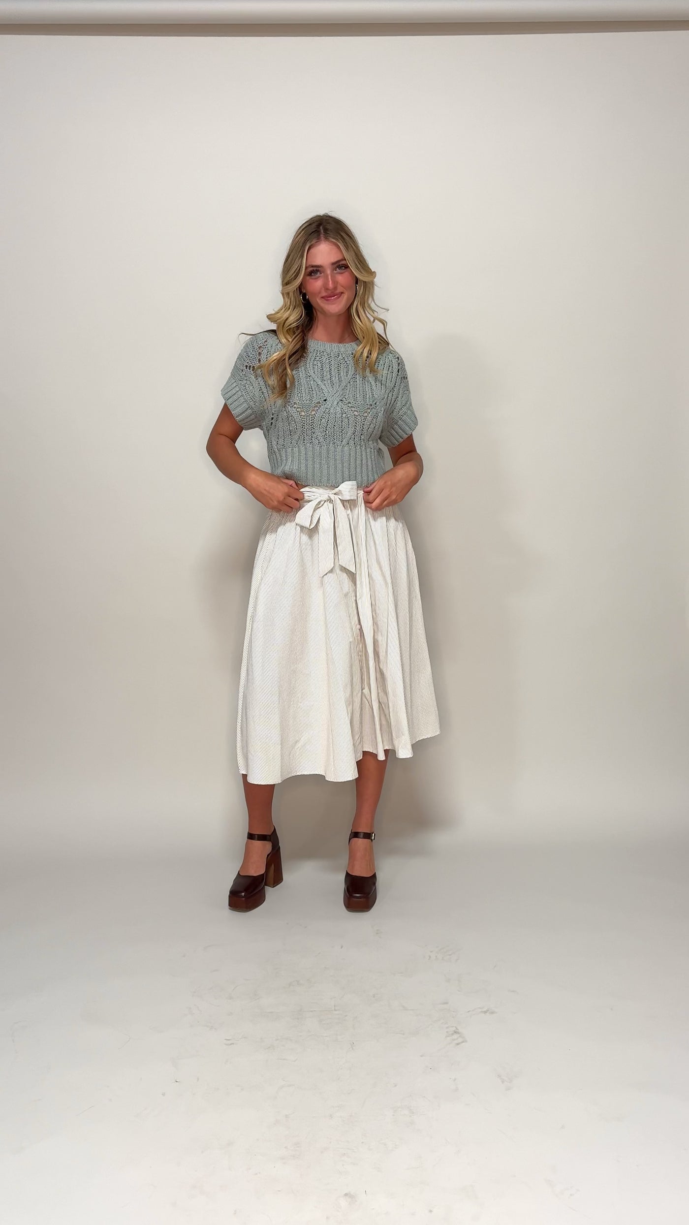Aussie Tan Stripe Midi Skirt
