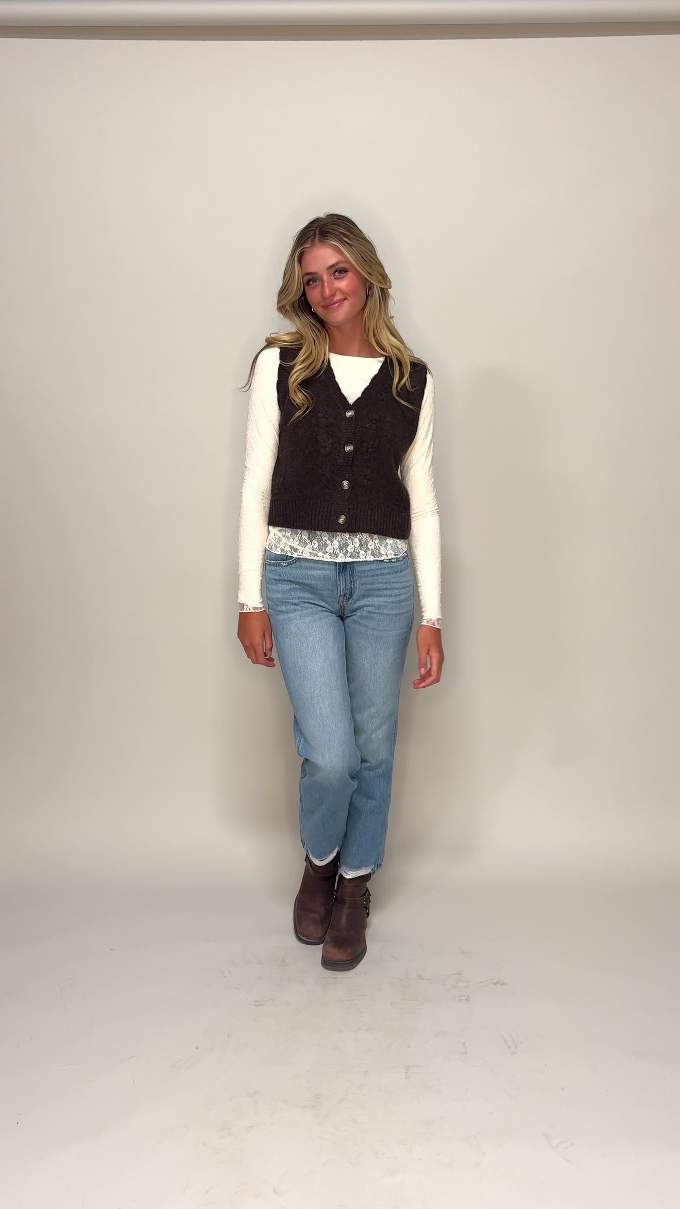 Frankie Brown Flower Sweater Vest