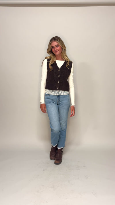 Frankie Brown Flower Sweater Vest