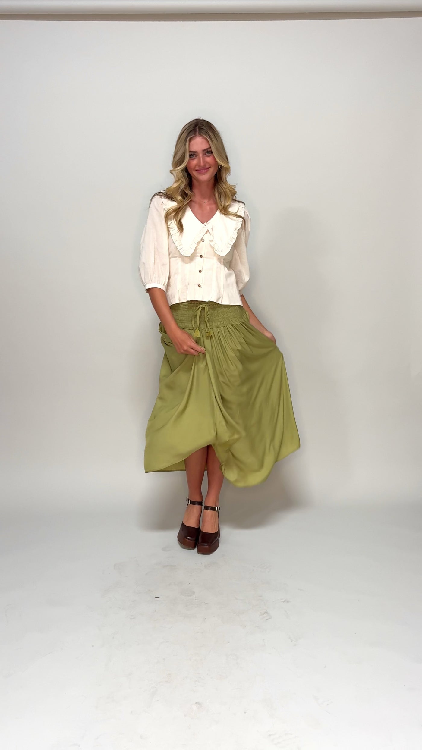 Elle Matcha Midi Skirt