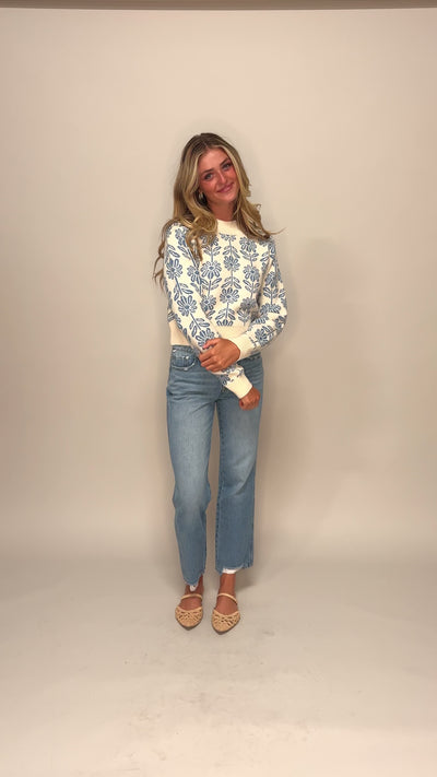 Billie Blue Flower Sweater