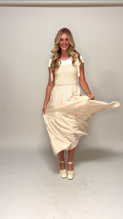 Waverly Latte Striped Midi Dress