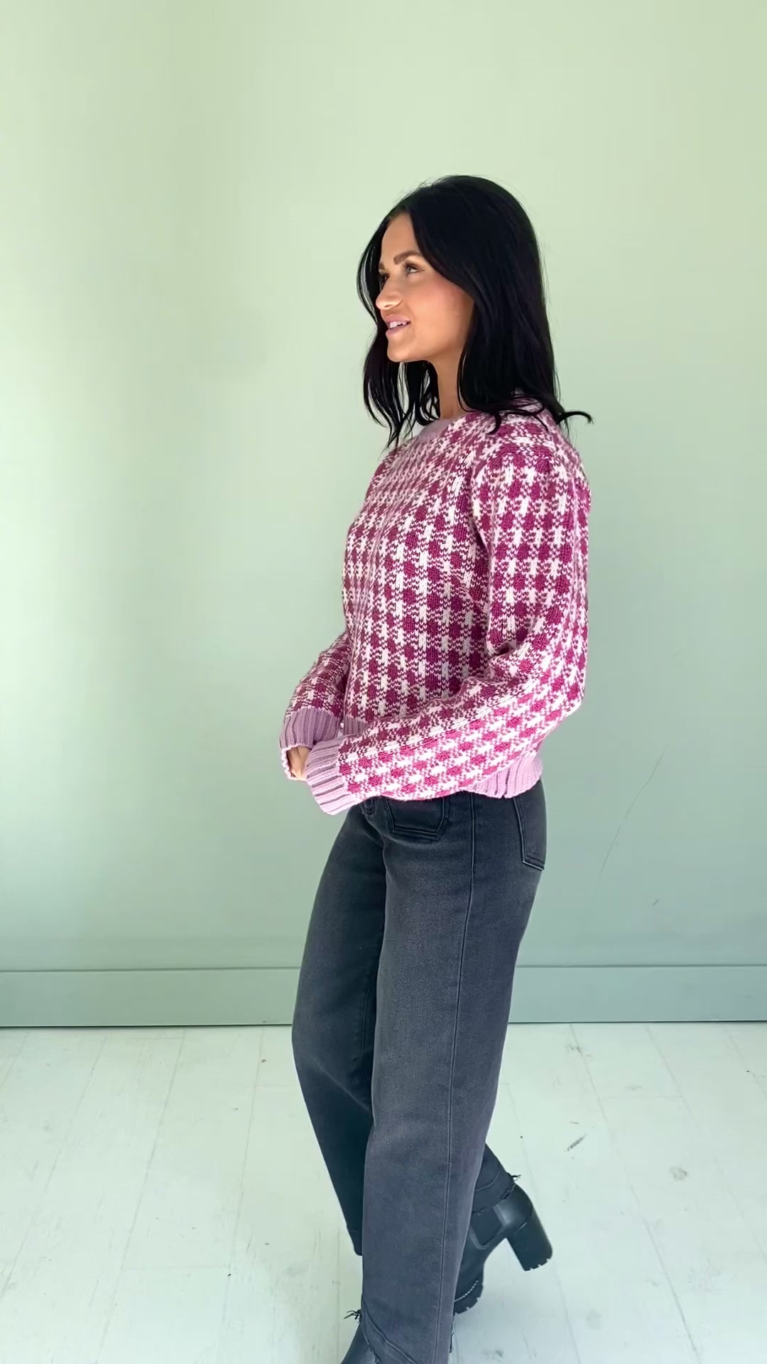 Clueless Orchid Check Pattern Sweater - FINAL FEW - FINAL SALE