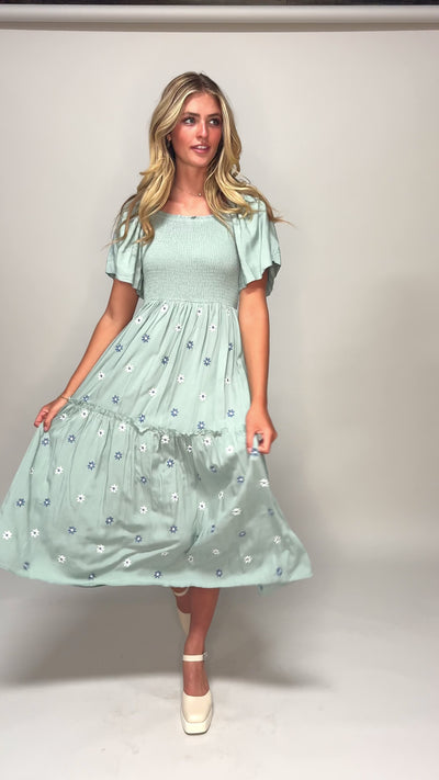 Betsy Sage Flower Embroidered Dress