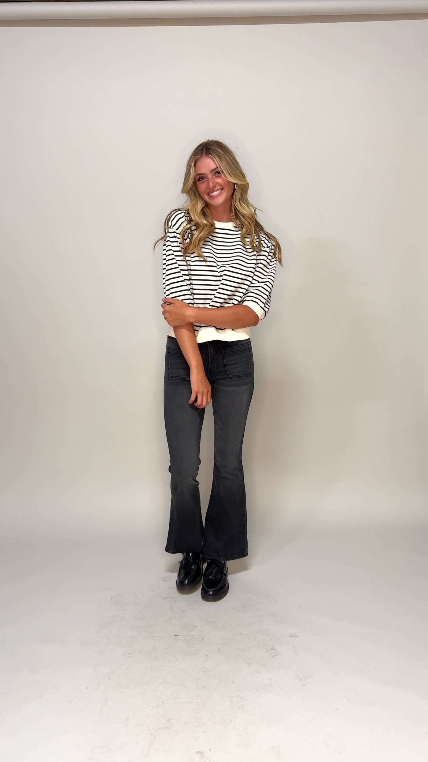 Amelia Black & White Stripe Top