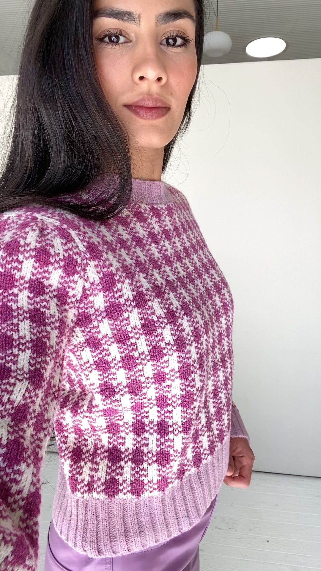Clueless Orchid Check Pattern Sweater - FINAL FEW