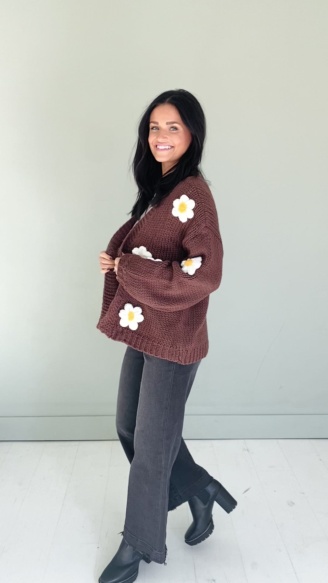 Floral Daisy Wish Brown Cardigan - FINAL SALE – DM Fashion