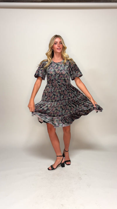 Isabel Navy Bloom Velvet Dress - MCO - Pre Order 09-22-25