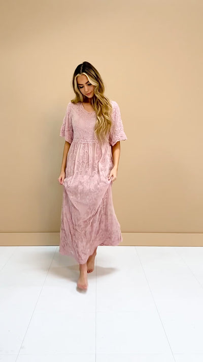 Aspen Silver Pink Lace Dress - DM Exclusive- Maternity Friendly - FINAL SALE